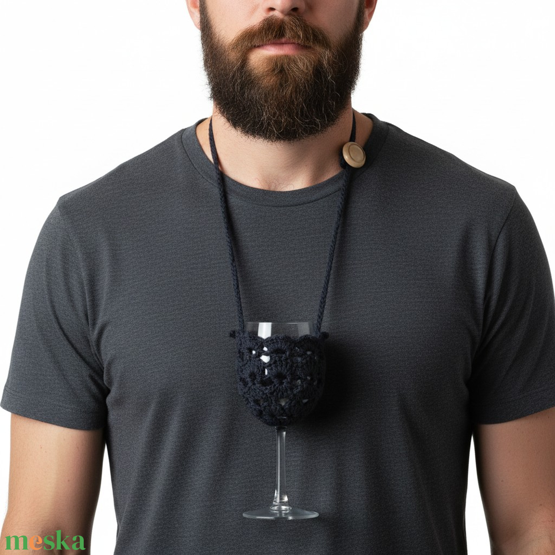 horgolt borospohártartó - otthon & életmód - konyhafelszerelés, tálalás - tálalás - bortartó - Meska.hu