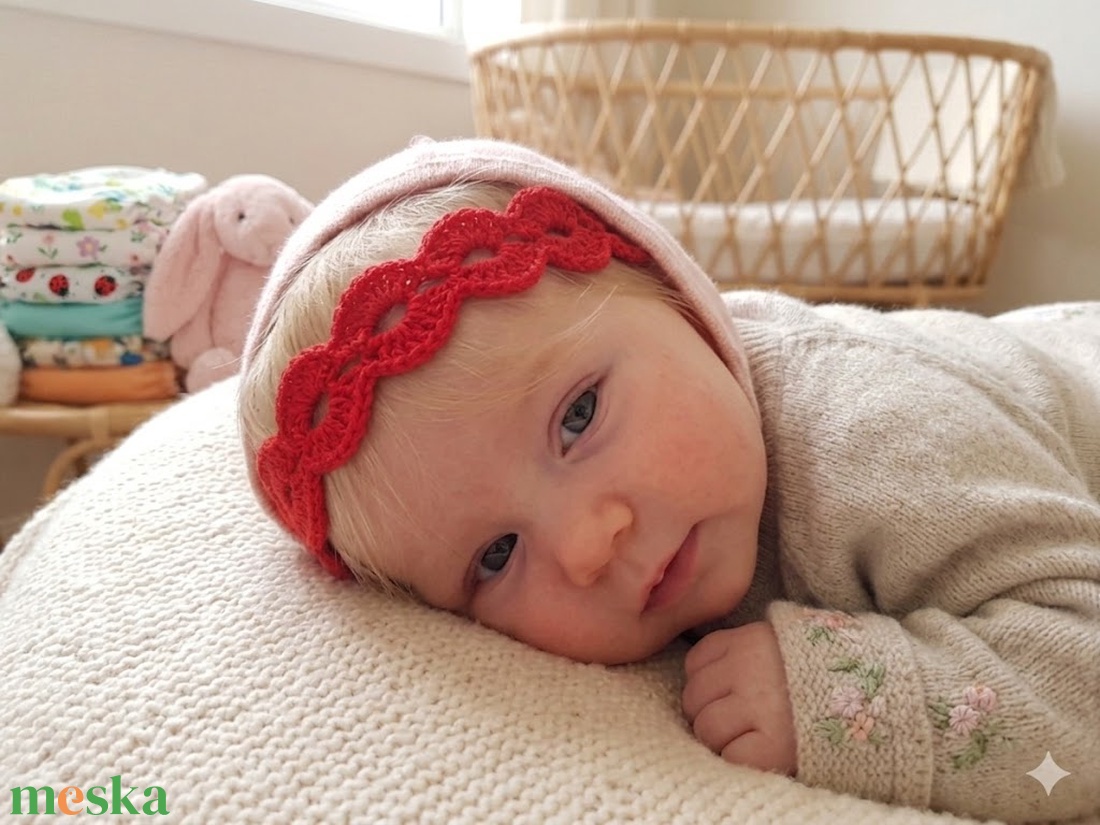 Horgolt kislány babafejpánt - ruha & divat - gyerekruha - ruha - Meska.hu
