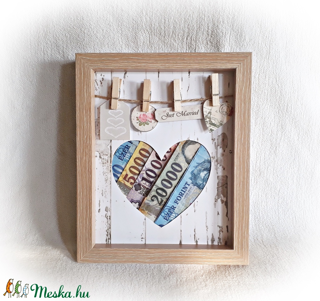 Képkeret pénzátadó, esküvő, eljegyzés, nászajándék,névnap,szülinap 2. -  - Meska.hu