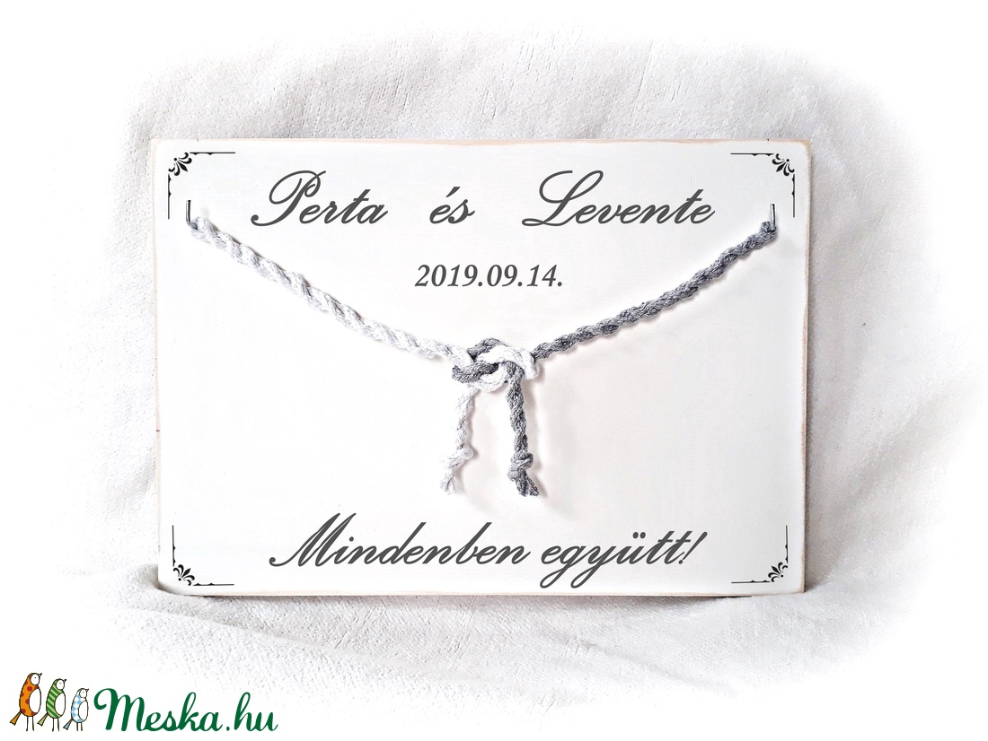 Kötélceremónia, esküvő ,polgári ceremónia, fehér fa,fa falikép,  nászajándék, évforduló,szerelem, valentin -  - Meska.hu
