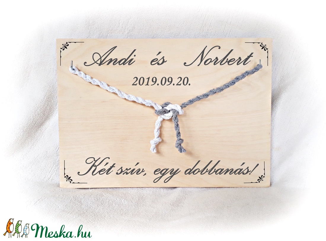 Kötélceremónia, esküvő ,polgári ceremónia, fehér fa,fa falikép,  nászajándék, évforduló,szerelem, valentin -  - Meska.hu