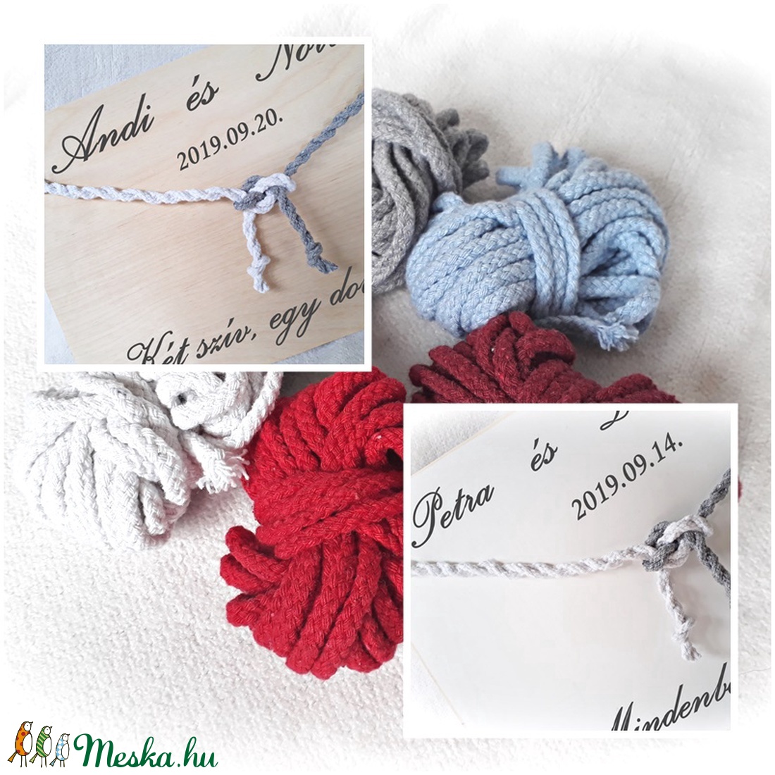 Kötélceremónia, esküvő ,polgári ceremónia, fehér fa,fa falikép,  nászajándék, évforduló,szerelem, valentin -  - Meska.hu