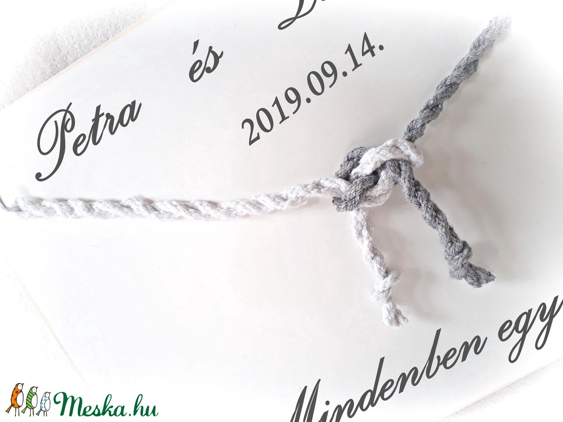 Kötélceremónia, esküvő ,polgári ceremónia, fehér fa,fa falikép,  nászajándék, évforduló,szerelem, valentin -  - Meska.hu