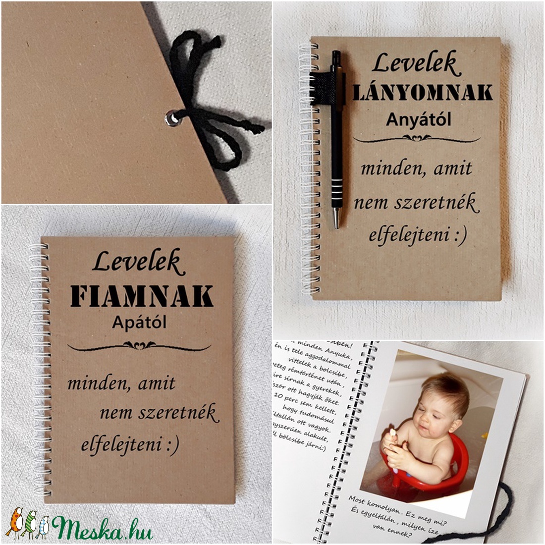 Levelek gyermekemnek, napló, jegyzetfüzet,rusztikus stílusban, személyre szabható -A5 méret, könyv, baba napló -  - Meska.hu