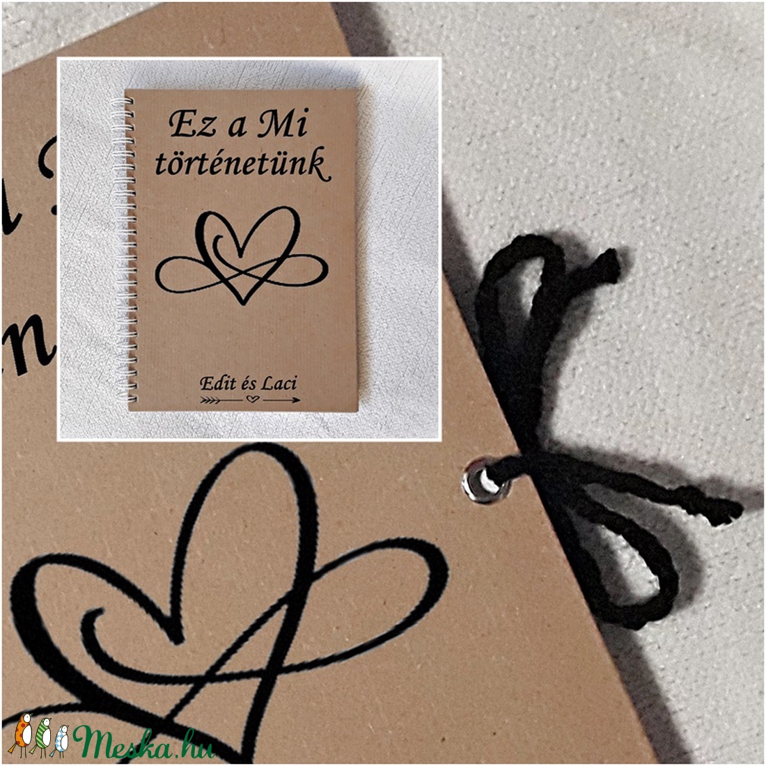 Szerelmes fényképalbum, napló, könyv rusztikus stílusban-  A5 méret, Valentin nap,házassági évforduló, eljegyzé -  - Meska.hu