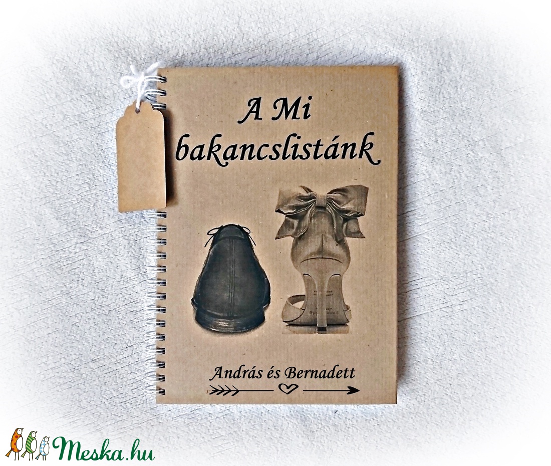 Pénzátadó bakancslista esküvőre belül borítékkal, nászajándék, golyóstollal,napló,jegyzetfüzet, névre szóló  -  - Meska.hu