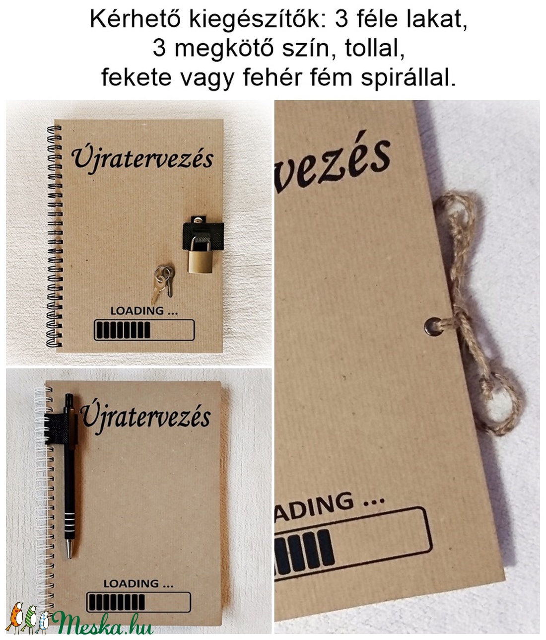 Újratervező, újragondoló napló, Loading mintával , jegyzetfüzet, A5 méret, emlékkönyv - otthon & életmód - papír, írószer - jegyzetfüzet & napló - Meska.hu