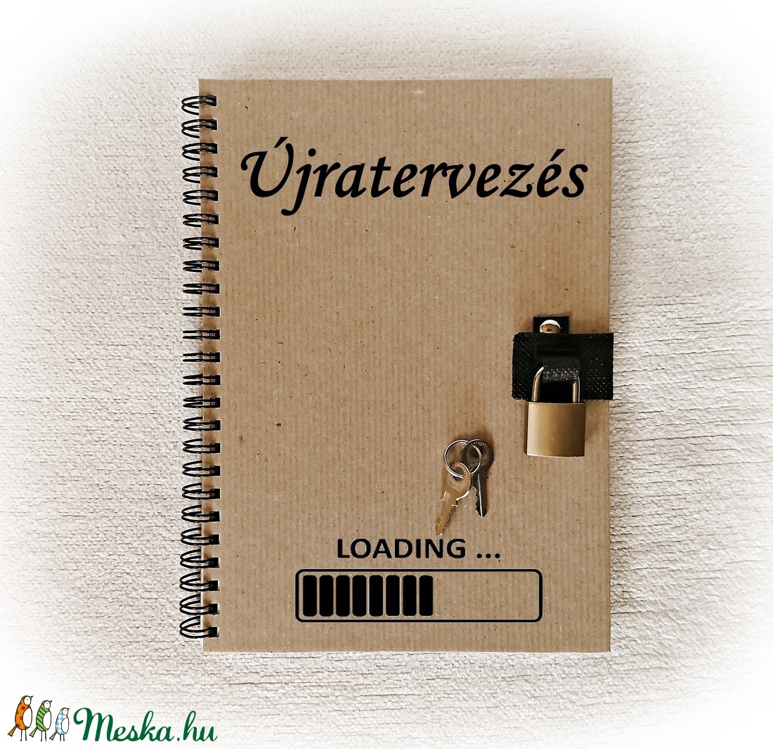 Újratervező, újragondoló napló, Loading mintával , jegyzetfüzet, A5 méret, emlékkönyv - otthon & életmód - papír, írószer - jegyzetfüzet & napló - Meska.hu