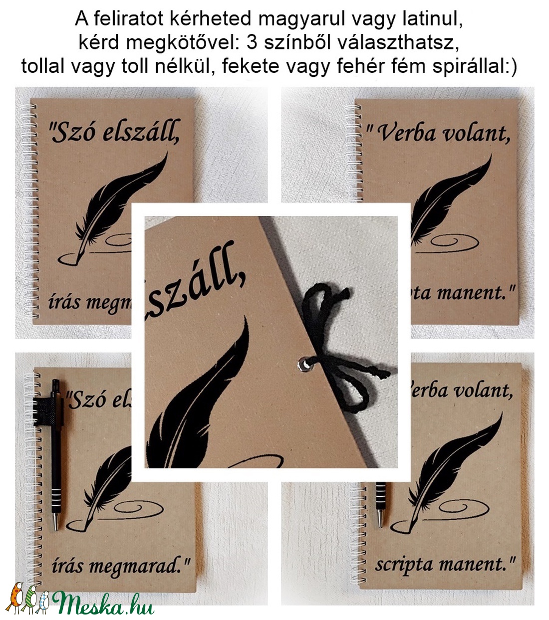 Szó elszáll, írás megmarad napló, jegyzetfüzet, A5 méret, latin közmondás,emlékkönyv -  - Meska.hu