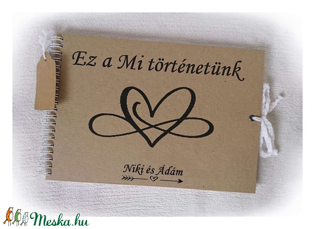 Szerelmes fénykép album, nászajándék,(beragasztós), napló,rusztikus , 25x18cm, eljegyzés, évforduló, esküvő  - otthon & életmód - papír, írószer - album & fotóalbum - Meska.hu