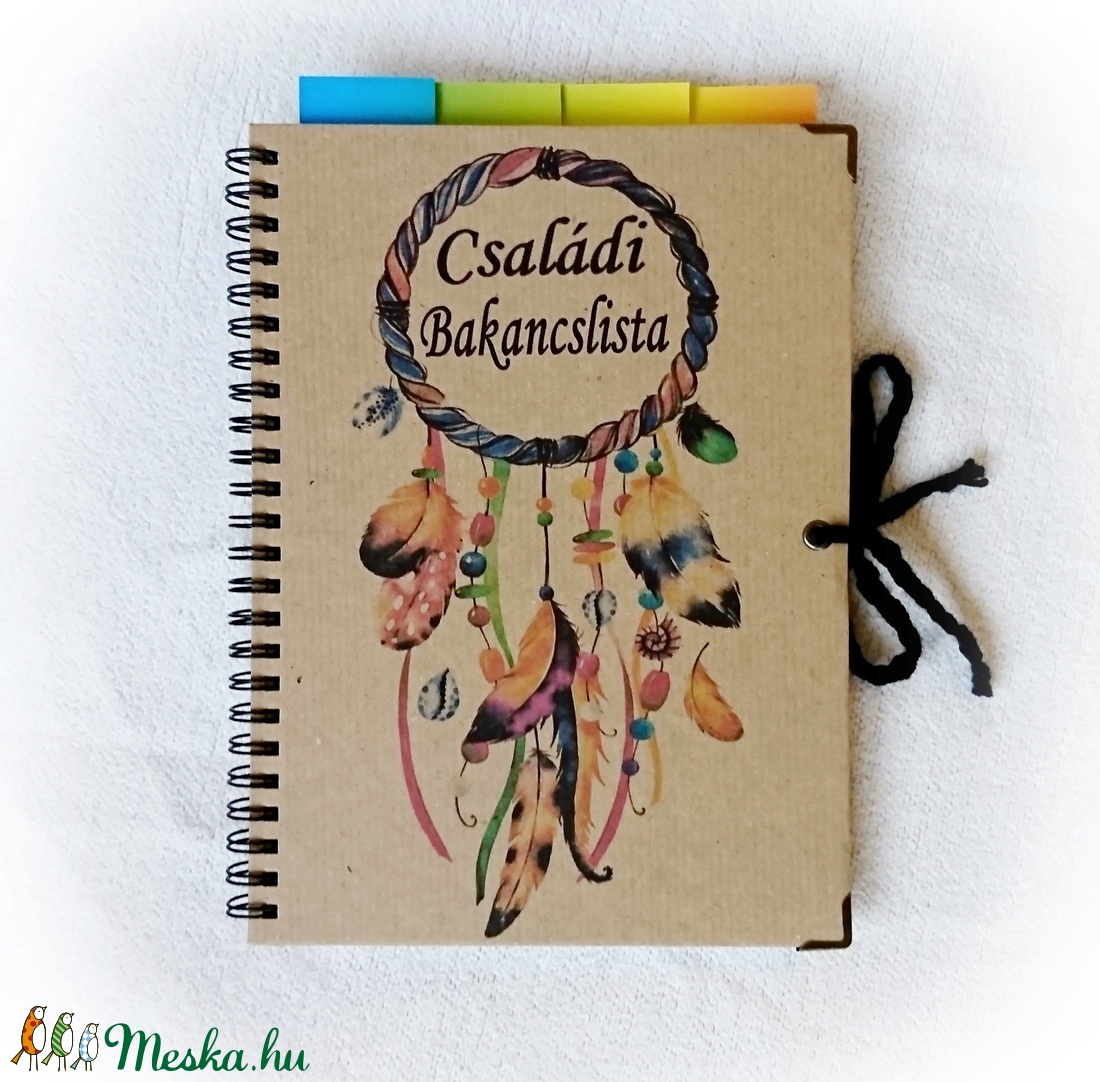 Családi bakancslista napló,nyomtatott lapokkal,ajándék golyóstollal,álomfogó,füzet, jegyzetfüzet,rusztikus ,A5 méret 2. - karácsony - karácsonyi ajándékozás - Meska.hu