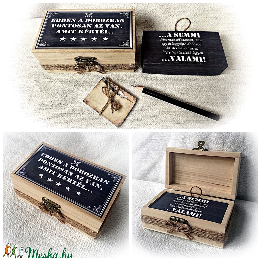 Vicces, tréfás ajándékdoboz, semmi, rusztikus jellegű, fadoboz,faláda, ajándék ötlet,  szülinap, meglepetés - otthon & életmód - tárolás & rendszerezés - doboz - Meska.hu