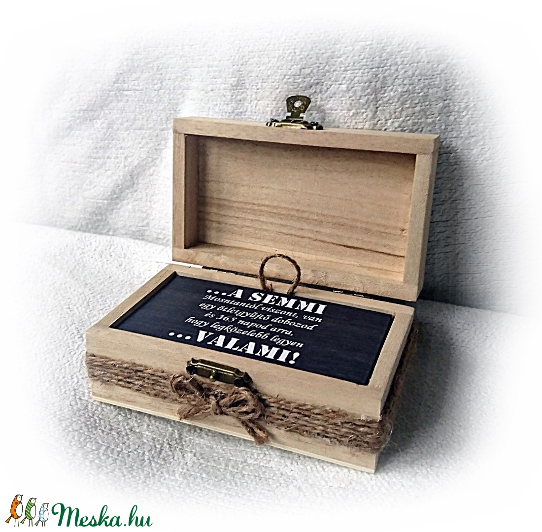 Vicces, tréfás ajándékdoboz, semmi, rusztikus jellegű, fadoboz,faláda, ajándék ötlet,  szülinap, meglepetés - otthon & életmód - tárolás & rendszerezés - doboz - Meska.hu