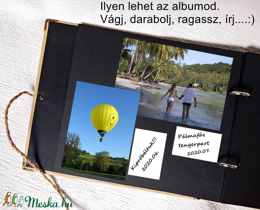 Bakancslista beragasztós fényképalbum,rusztikus stílusban, gyűrűs mappa, fekete lapokkal, fotó album - otthon & életmód - papír, írószer - album & fotóalbum - Meska.hu