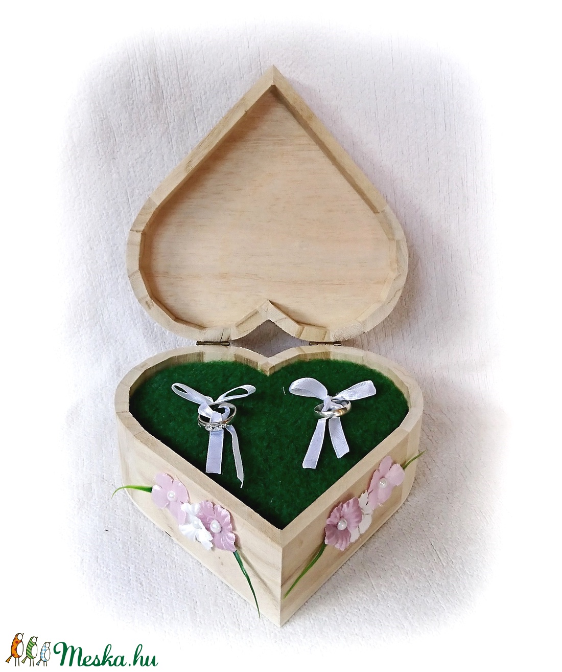 Szív alakú gyűrűtartó natúr fadoboz, esküvő - esküvő - kiegészítők - gyűrűtartó & gyűrűpárna - Meska.hu