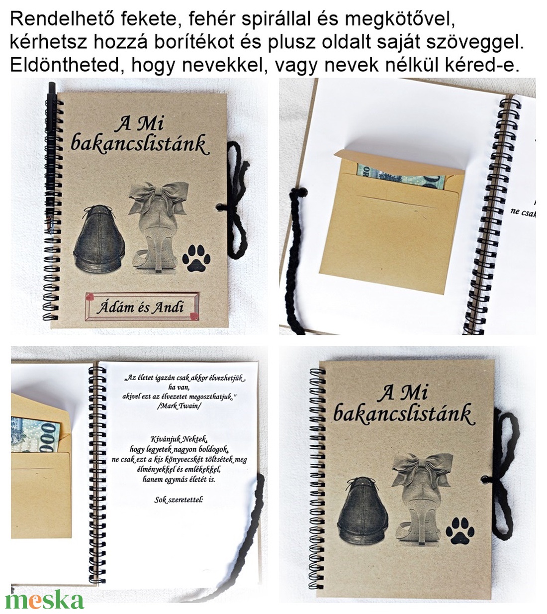 Pénzátadó bakancslista kutyás pároknak, esküvőre belül borítékkal, nászajándék, napló,jegyzetfüzet, névre szóló - esküvő - emlék & ajándék - album & fotóalbum - Meska.hu Pénzátadó bakancslista kutyás pároknak, esküvőre belül borítékkal, nászajándék, napló,jegyzetfüzet, névre szóló - esküvő - emlék & ajándék - album & fotóalbum - Meska.hu