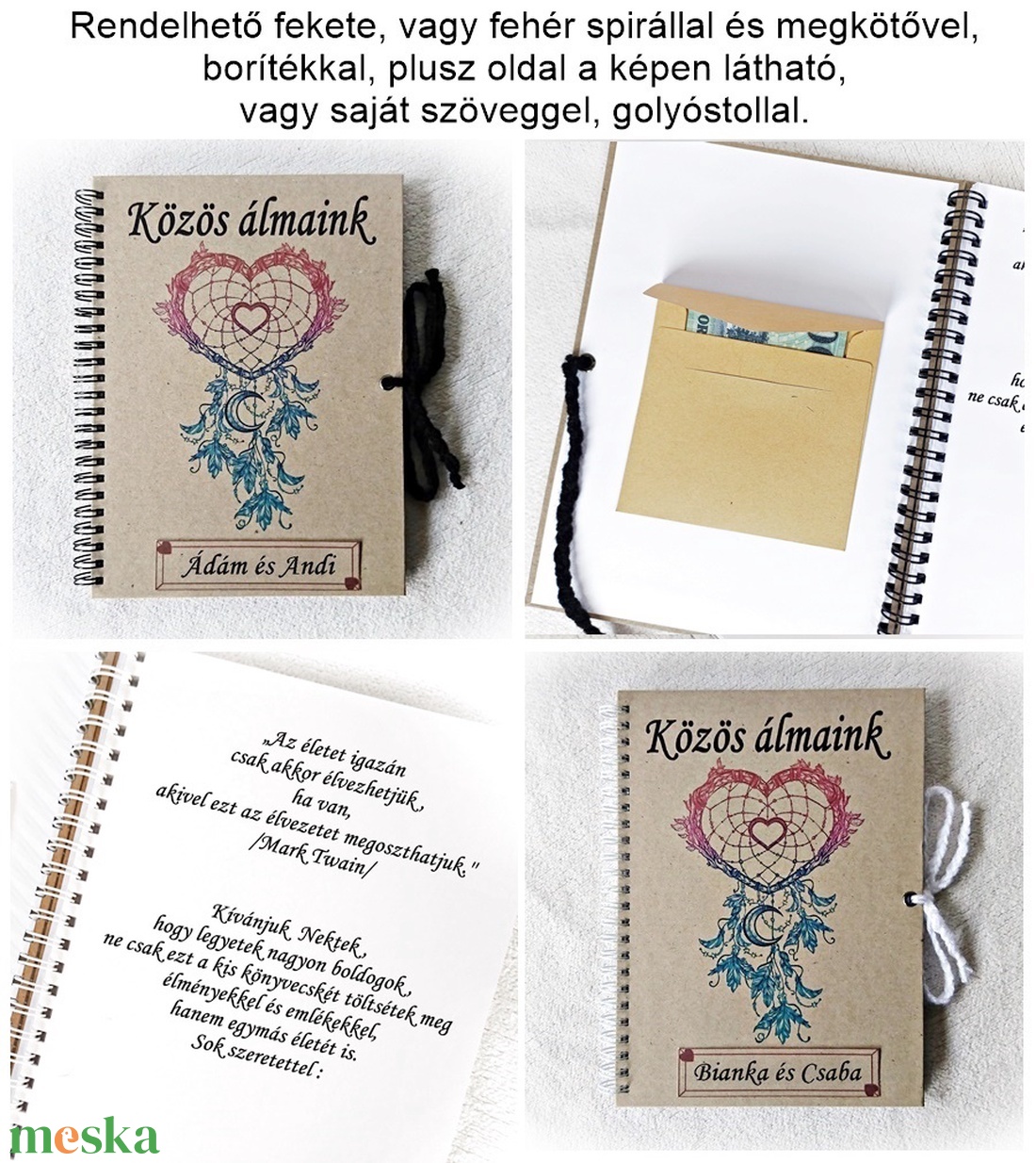 Bakancslista napló pároknak, esküvőre nászajándék belül borítékkal, pénzátadó, napló, névre szóló  - esküvő - emlék & ajándék - nászajándék - Meska.hu