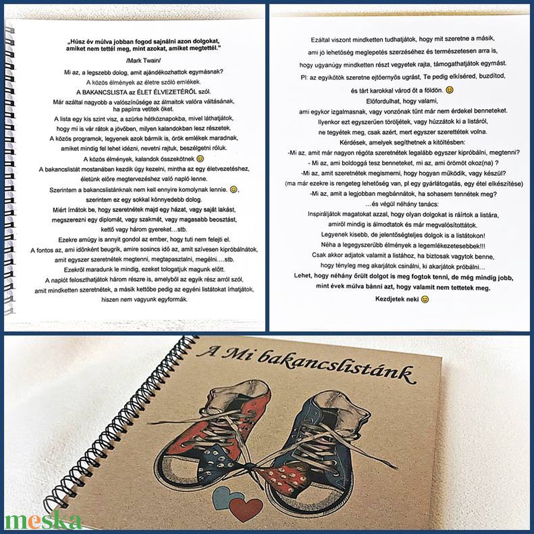Bakancslista pároknak, keményfedeles napló, album, fényképalbum  - otthon & életmód - papír, írószer - jegyzetfüzet & napló - Meska.hu