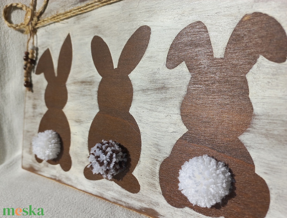 Húsvéti  nyuszis falikép, dísz, ajtókopogtató - otthon & életmód - dekoráció - kép & falikép - fából készült kép - Meska.hu
