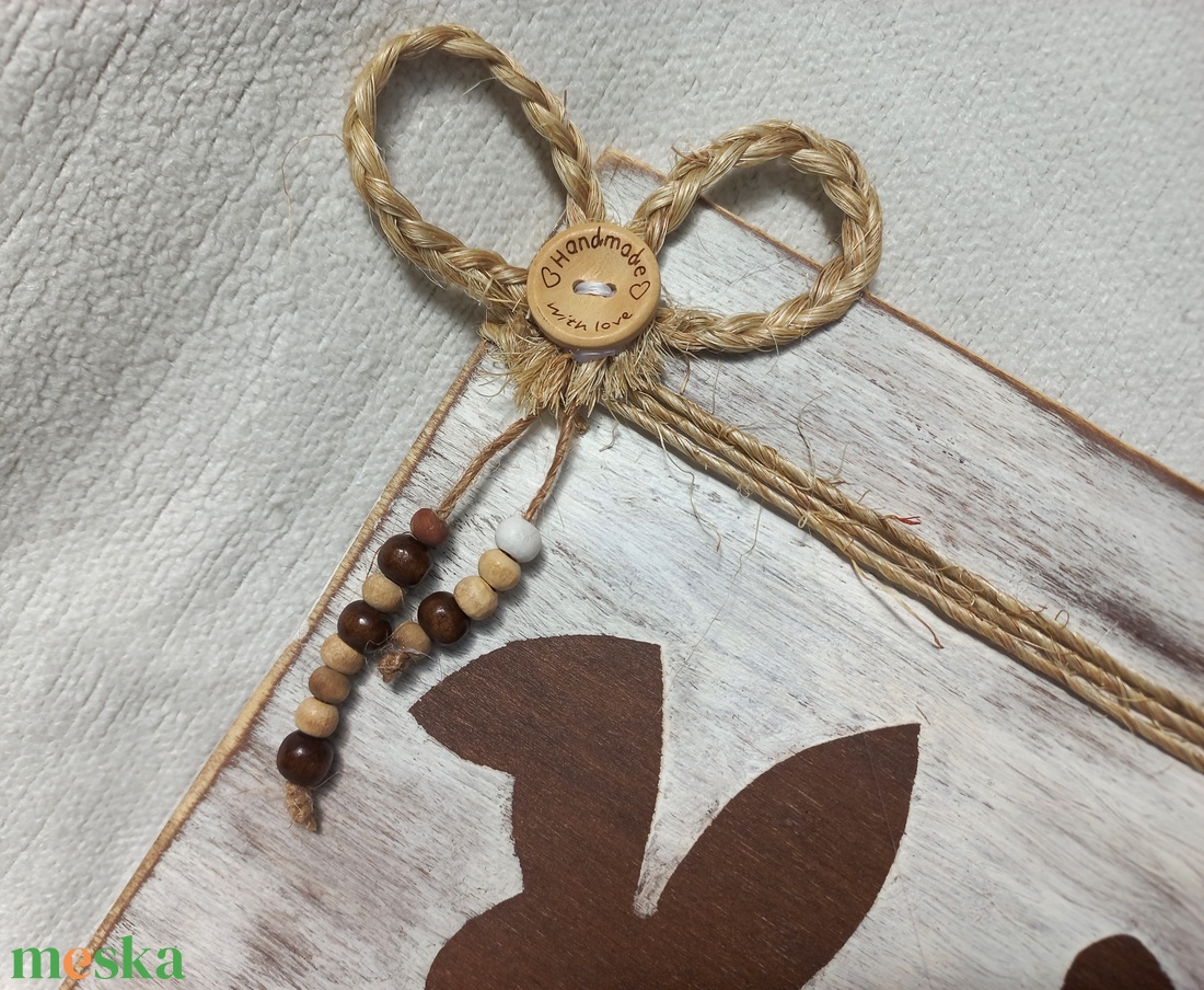 Húsvéti  nyuszis falikép, dísz, ajtókopogtató - otthon & életmód - dekoráció - kép & falikép - fából készült kép - Meska.hu