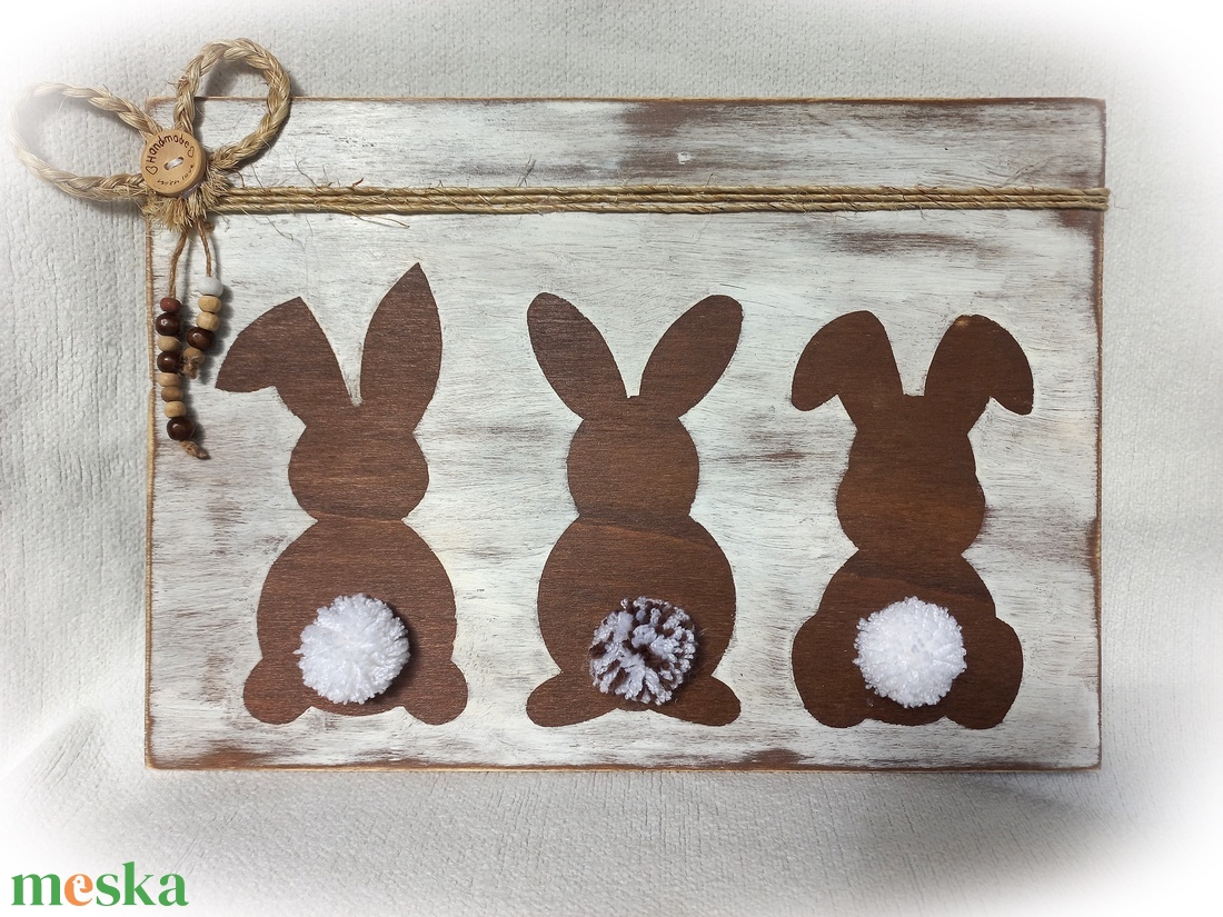 Húsvéti  nyuszis falikép, dísz, ajtókopogtató - otthon & életmód - dekoráció - kép & falikép - fából készült kép - Meska.hu