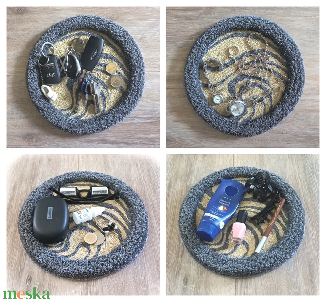 Fonal tálka, tároló modern mintával, divatos színekkel, ékszertartó, telefontartó, kulcstartó, rendszerező - ékszer - ékszertartó - ékszertartó tál - Meska.hu