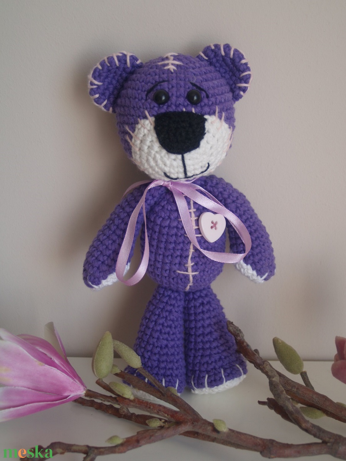 Kedves horgolt lila maci! -  - Meska.hu