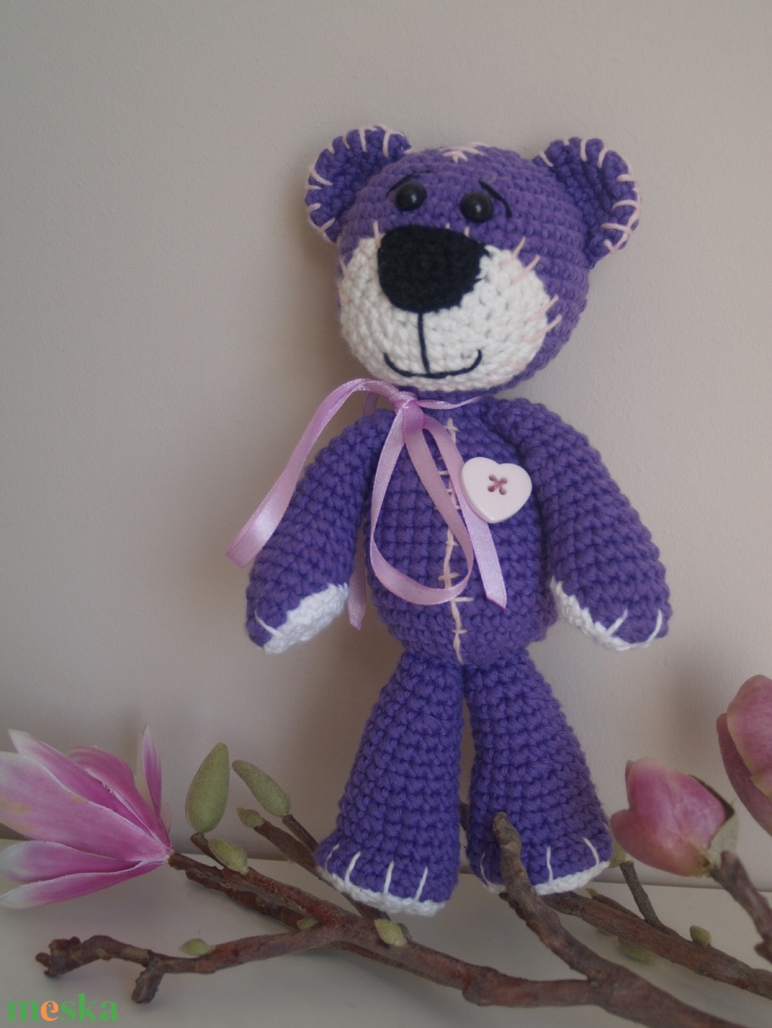 Kedves horgolt lila maci! -  - Meska.hu