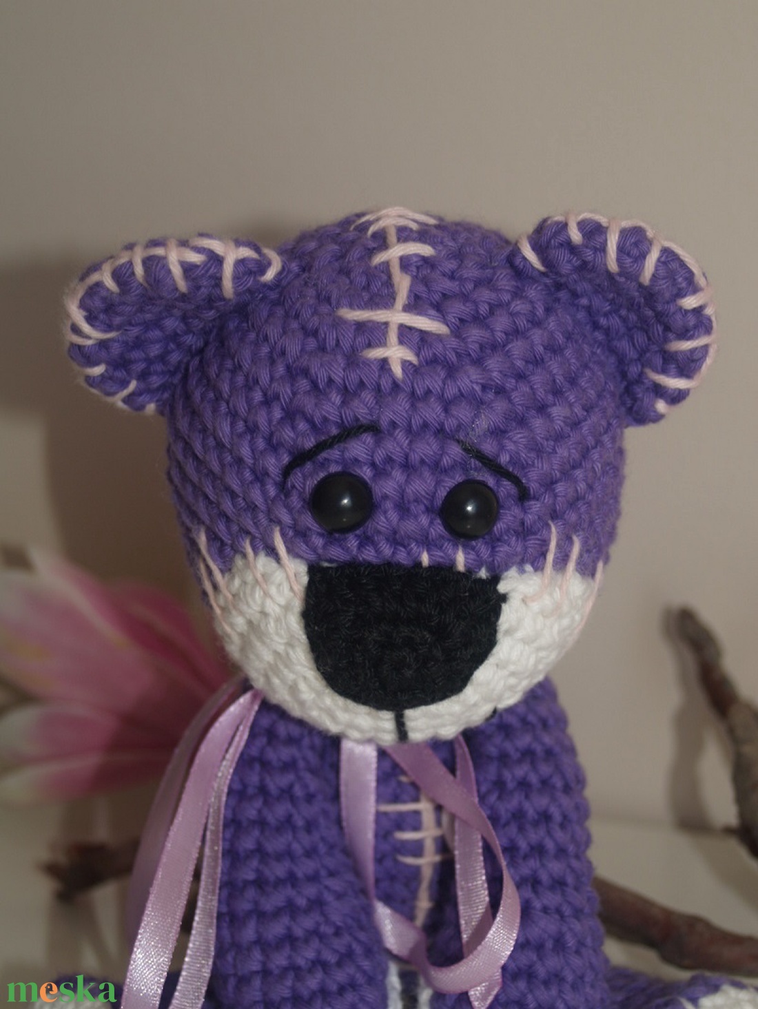 Kedves horgolt lila maci! -  - Meska.hu