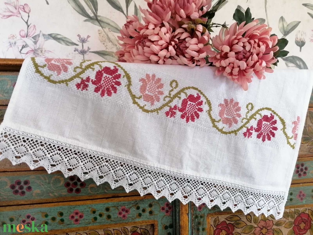 Hímzett keresztszemes konyharuha - otthon & életmód - konyhafelszerelés, tálalás - konyhai textil - konyharuha & törlőkendő - Meska.hu