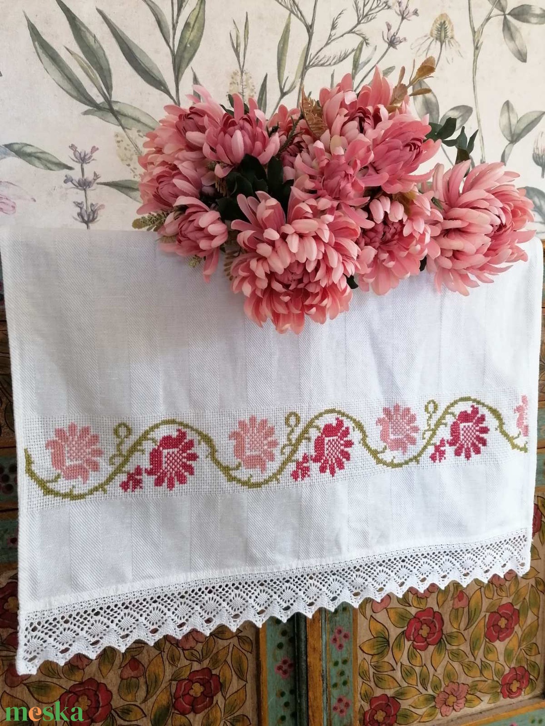 Hímzett keresztszemes konyharuha - otthon & életmód - konyhafelszerelés, tálalás - konyhai textil - konyharuha & törlőkendő - Meska.hu