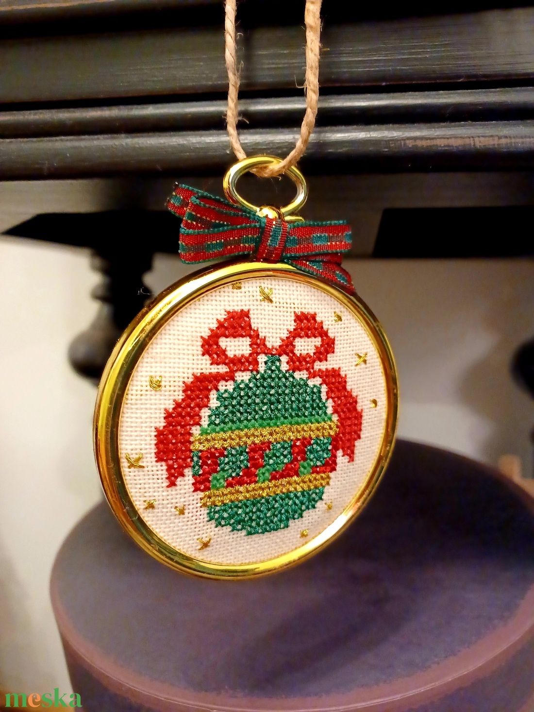 Keresztszemes karácsonyfa dísz - karácsony - karácsonyi lakásdekoráció - karácsonyfadíszek - Meska.hu