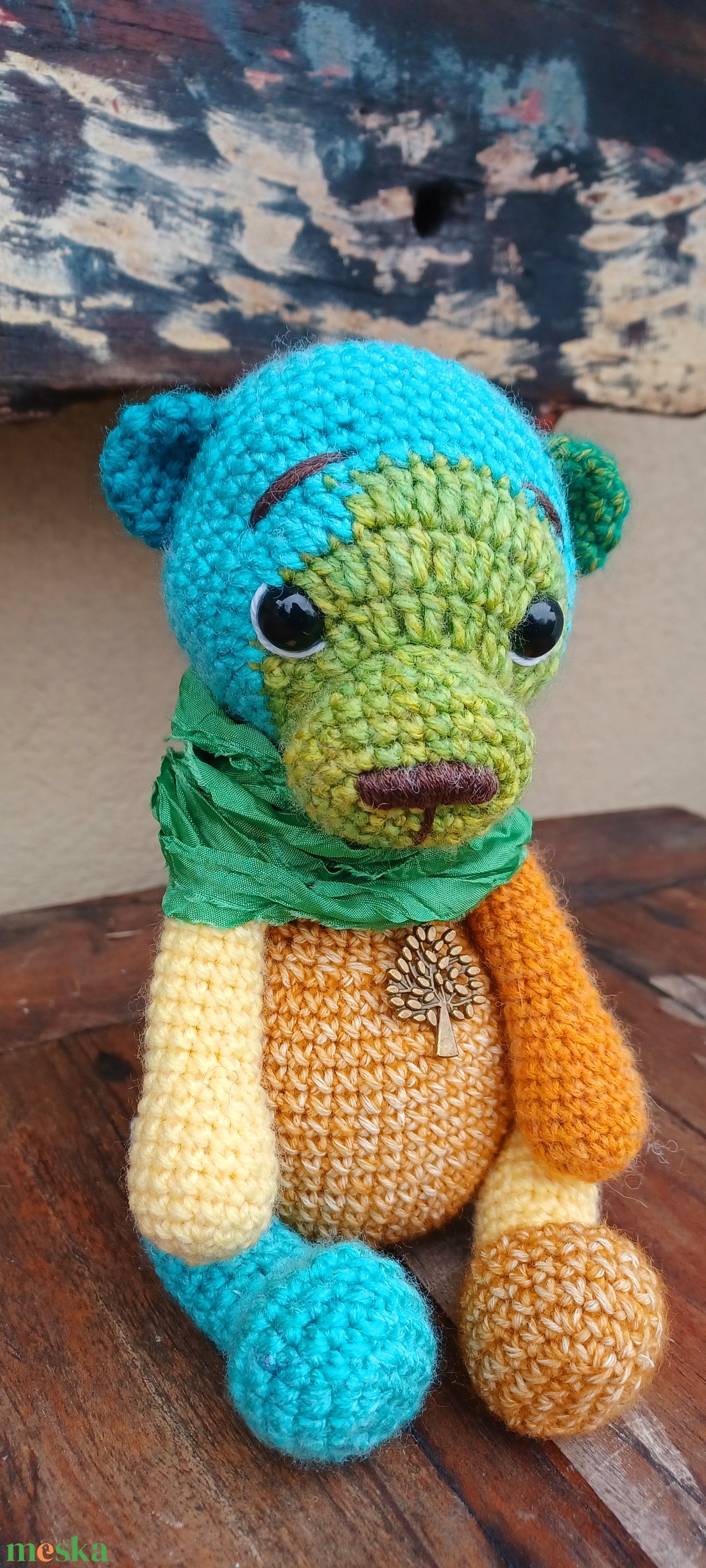 Amigurumi vintage színes maci - játék & sport - plüssállat & játékfigura - maci - Meska.hu