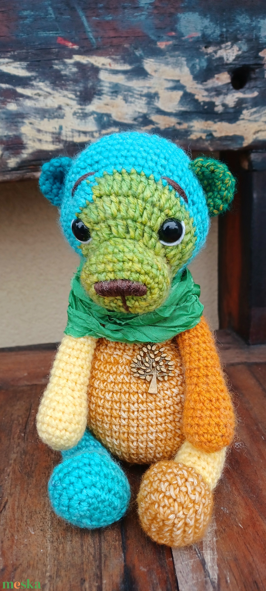 Amigurumi vintage színes maci - játék & sport - plüssállat & játékfigura - maci - Meska.hu