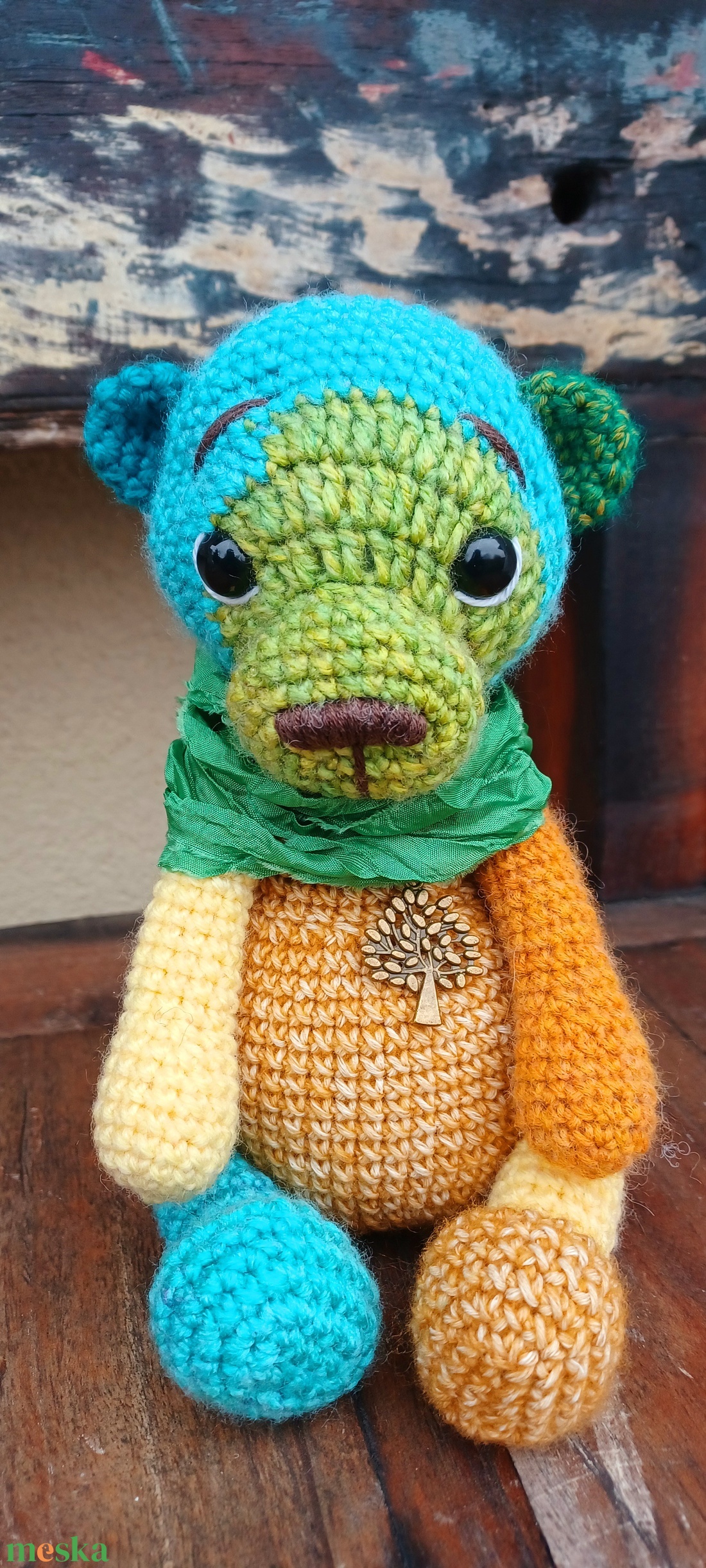 Amigurumi vintage színes maci - játék & sport - plüssállat & játékfigura - maci - Meska.hu