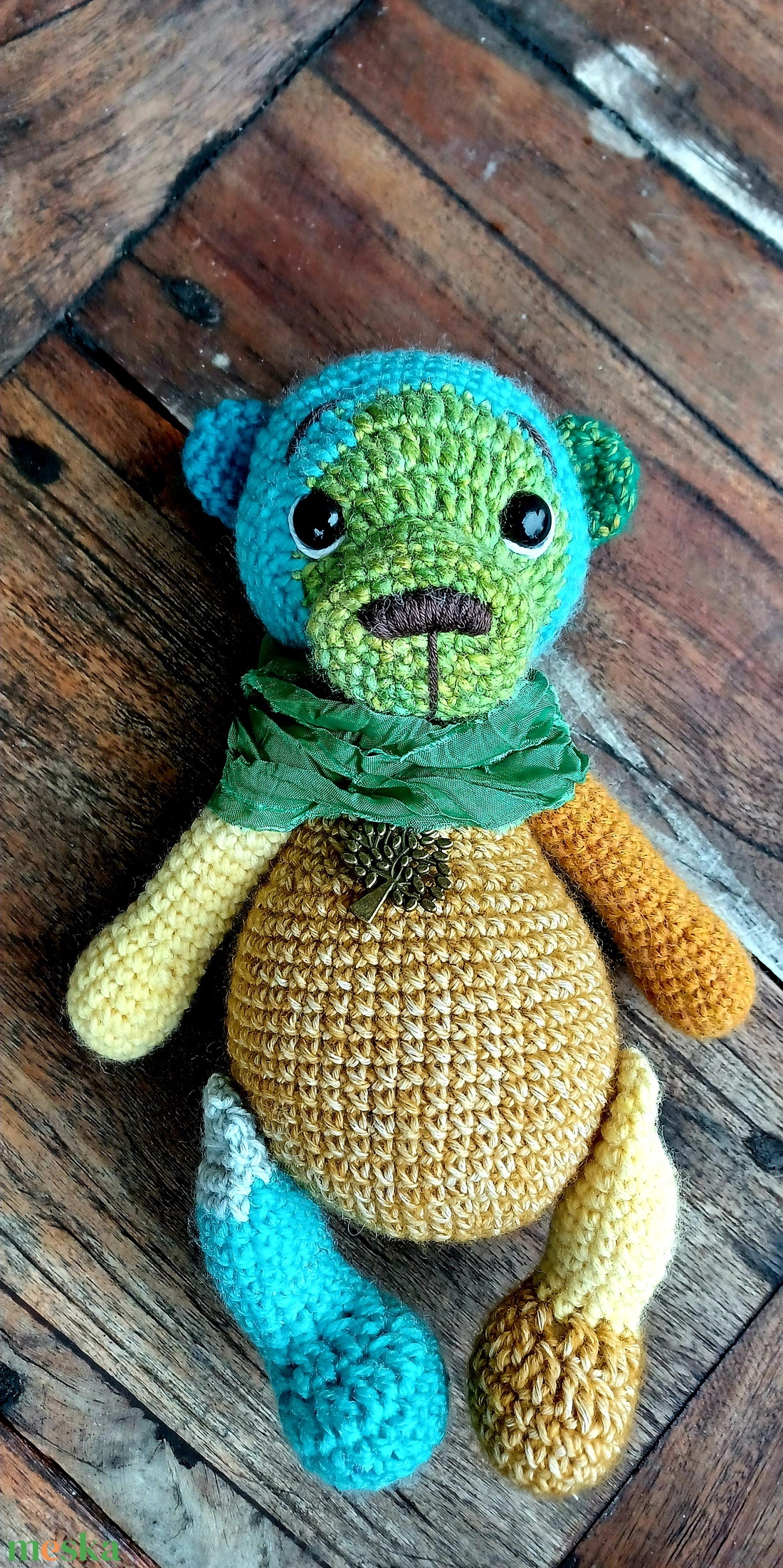 Amigurumi vintage színes maci - játék & sport - plüssállat & játékfigura - maci - Meska.hu