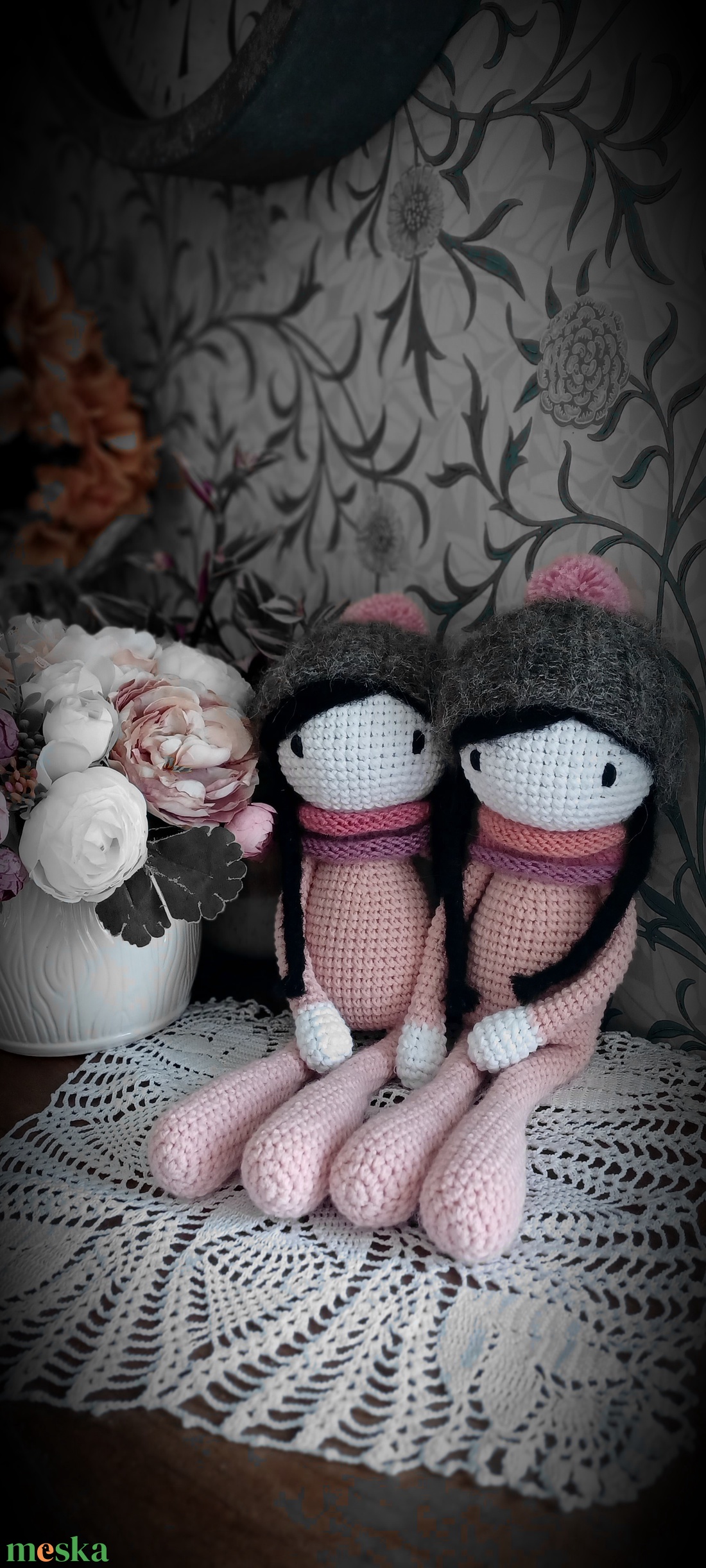 Vintage nagy méretű amigurumi iker babák - játék & sport - plüssállat & játékfigura - ember - Meska.hu