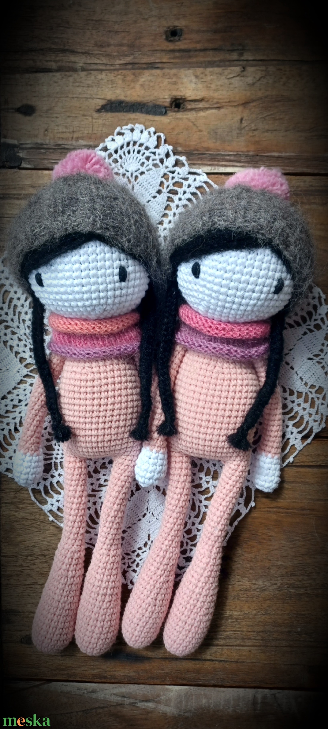 Vintage nagy méretű amigurumi iker babák - játék & sport - plüssállat & játékfigura - ember - Meska.hu