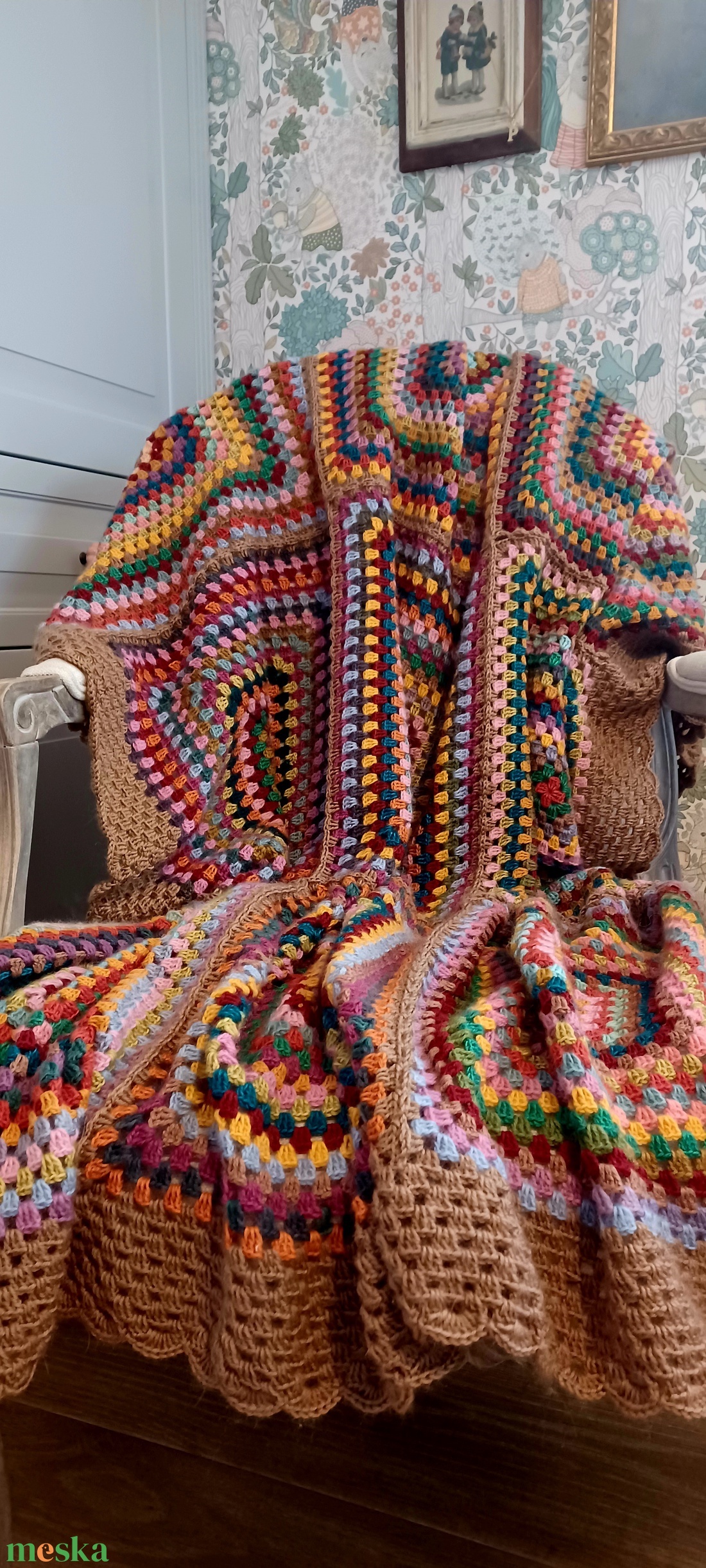 Vintage meleg horgolt takaró  - otthon & életmód - lakástextil - felnőtt takaró, pléd - Meska.hu