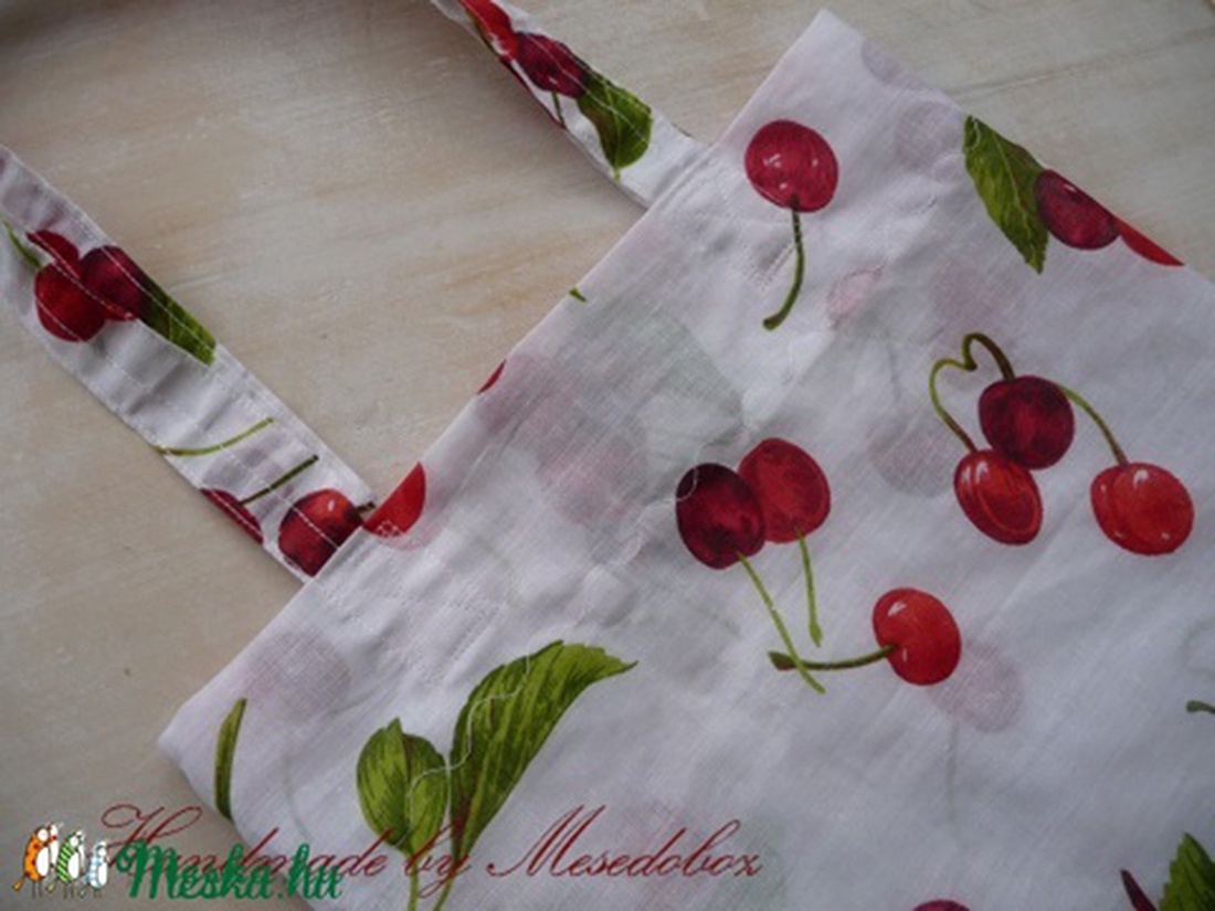 AKCIÓ - Cseresznye mintás, textil bevásárló táska -  - Meska.hu