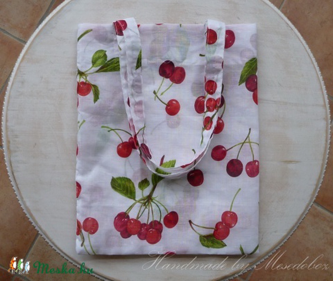 AKCIÓ - Cseresznye mintás, textil bevásárló táska -  - Meska.hu