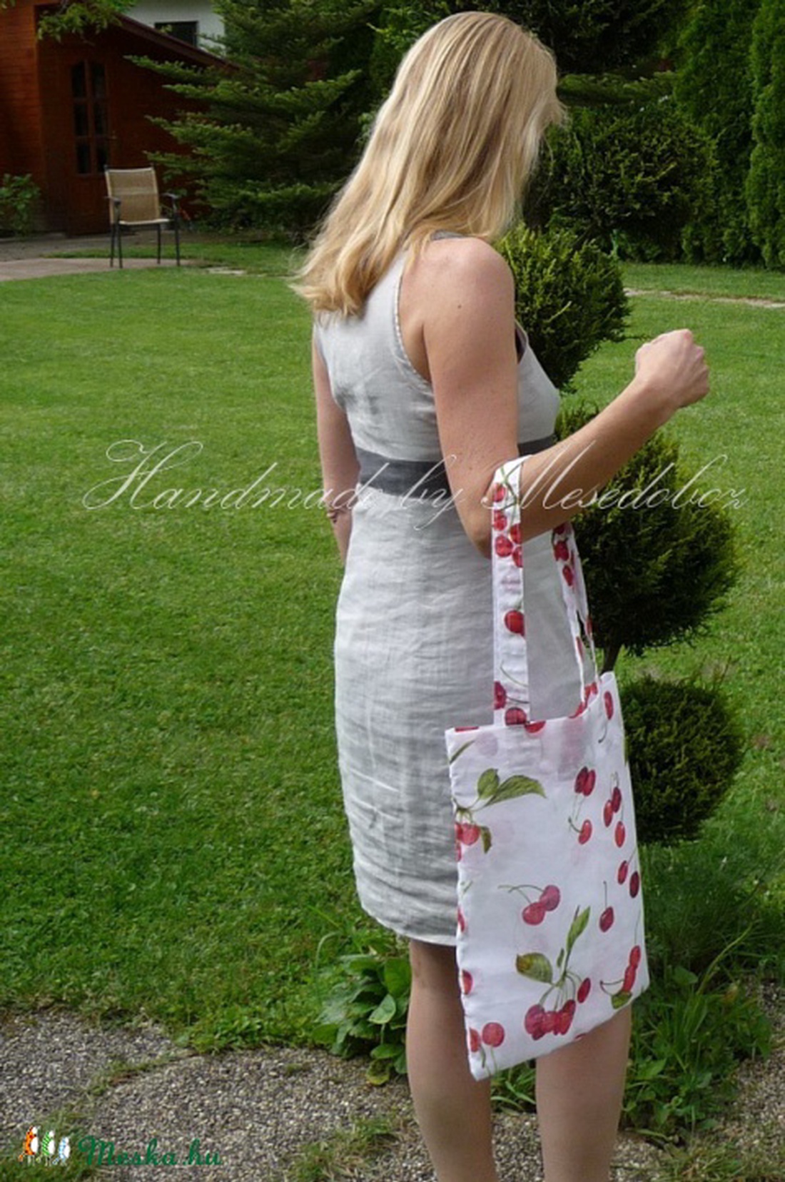 AKCIÓ - Cseresznye mintás, textil bevásárló táska -  - Meska.hu