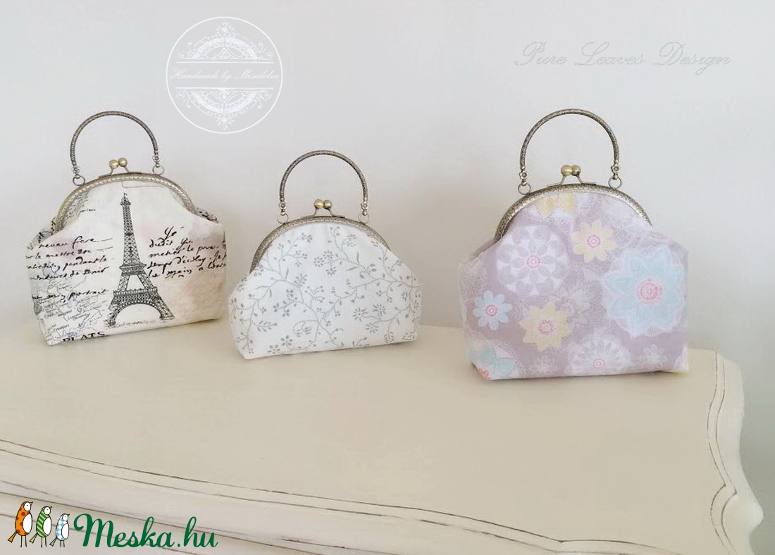 Fehér virágos, esküvői táska, kis kézitáska - tavaszra, nyárra -  - Meska.hu