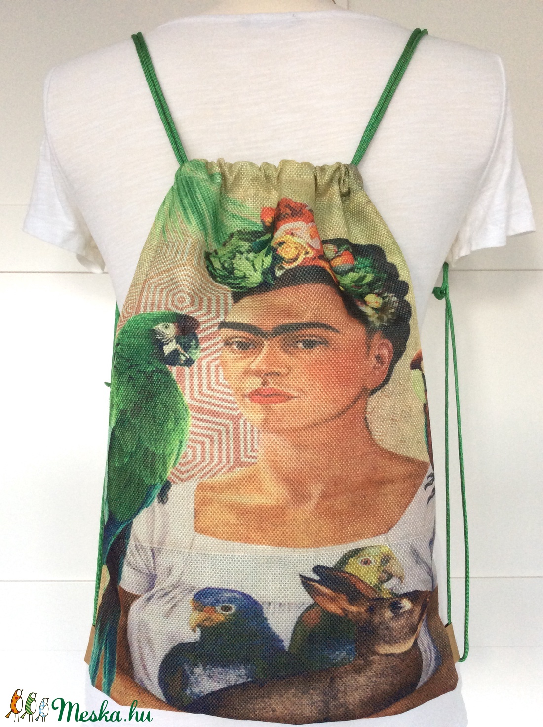 Egyedi, Frida Kahlo mintás gymbag hátizsák, tornazsák edzésre, úzsáshoz -  - Meska.hu