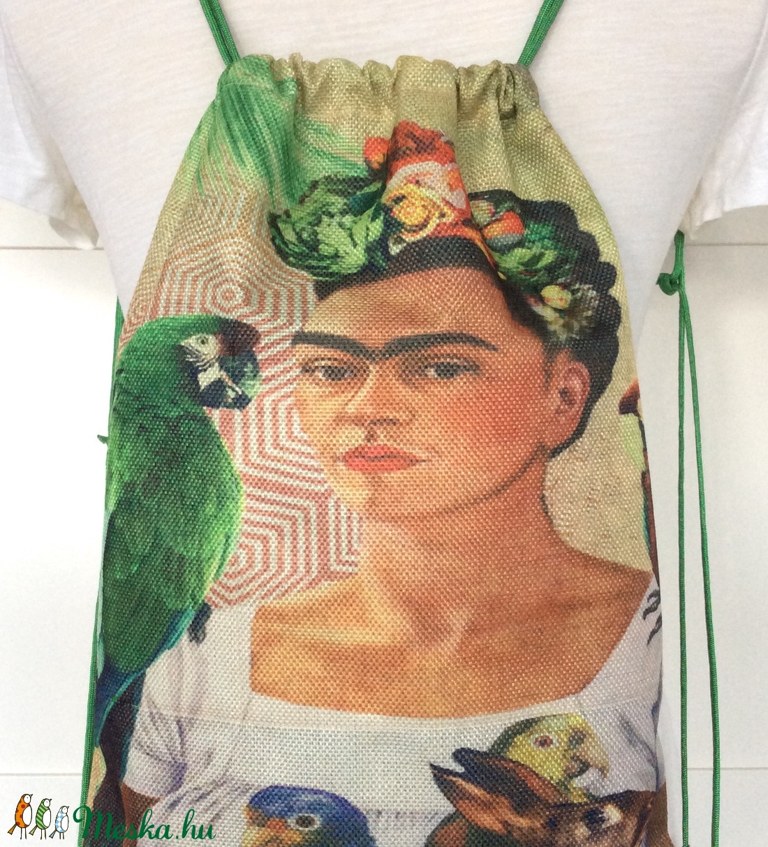 Egyedi, Frida Kahlo mintás gymbag hátizsák, tornazsák edzésre, úzsáshoz -  - Meska.hu