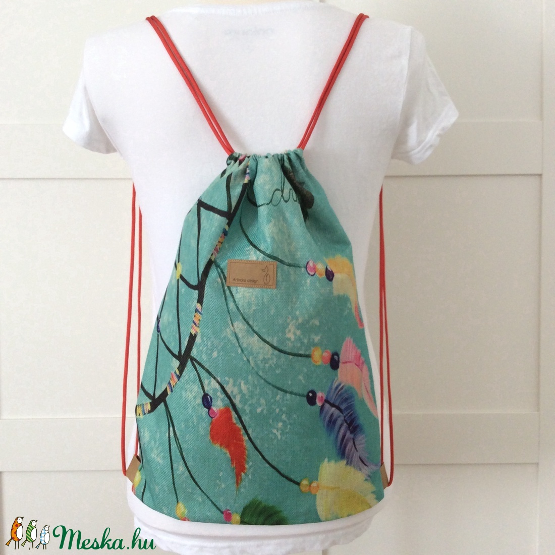 Türkiz gymbag hátizsák edzéshez, kiránduláshoz - Artiroka design -  - Meska.hu