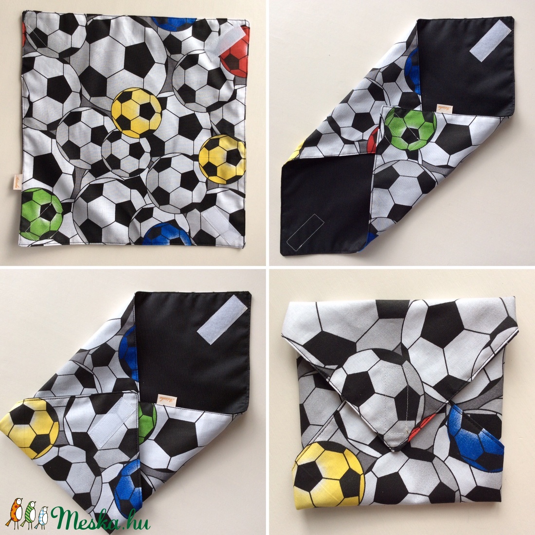 ÖKO szalvéta, szendvics - uzsonna csomagoló, focilabda mintával,  vízhatlan belsővel / NoWaste -  - Meska.hu