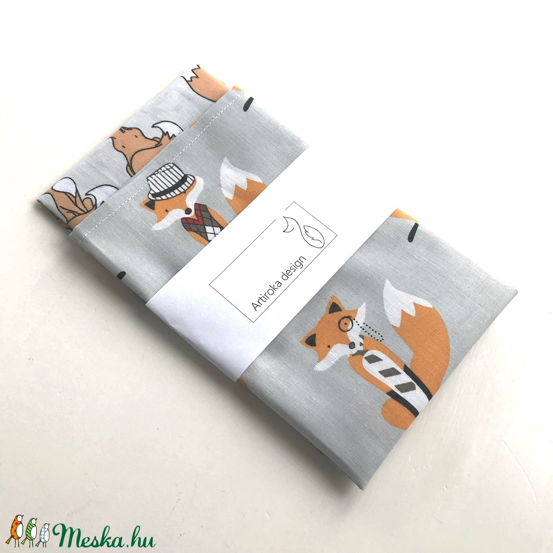 Róka Móka mintás zsebkendő vagy szalvéta szett - Artiroka design - - Meska.hu Róka Móka mintás zsebkendő vagy szalvéta szett - Artiroka design - - Meska.hu