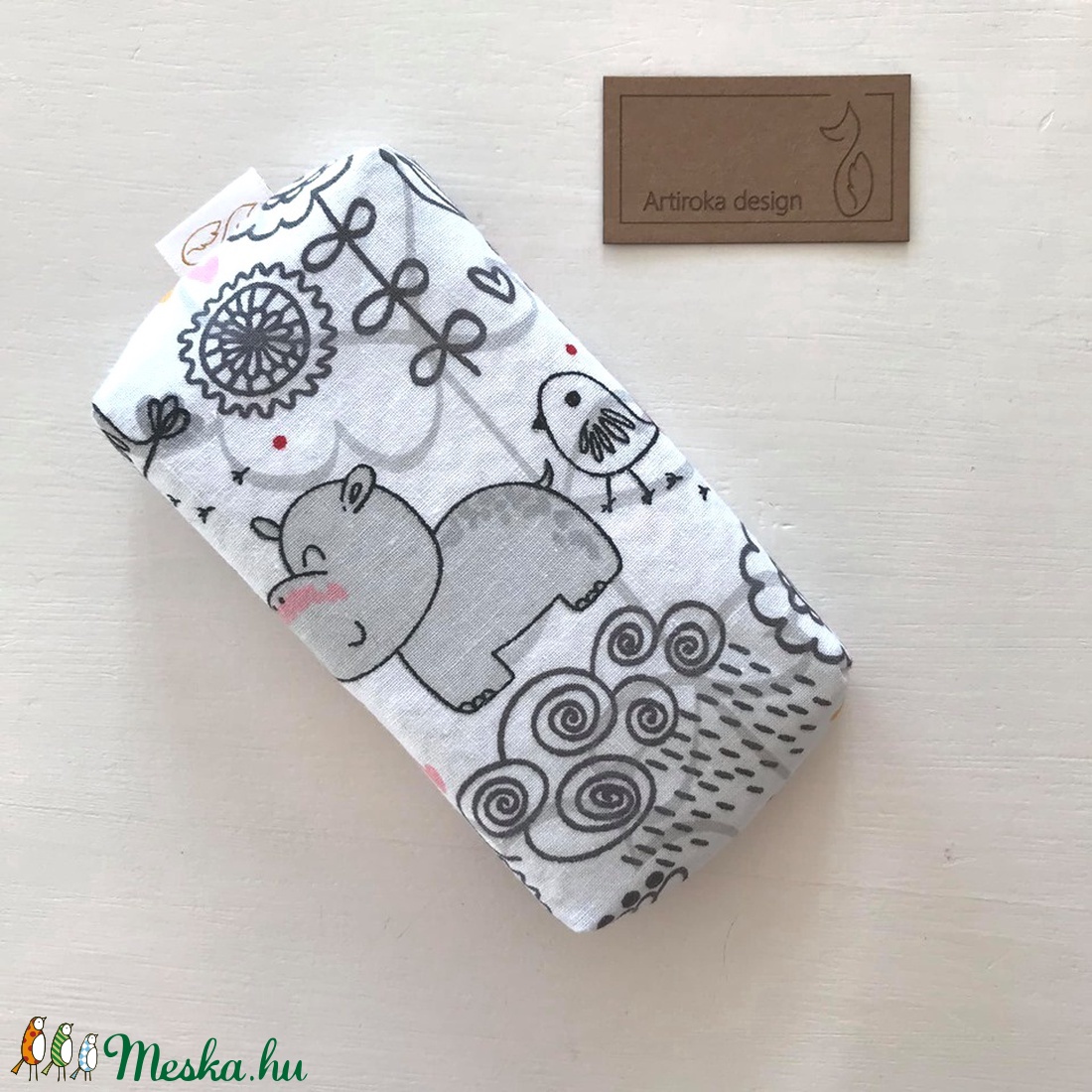 Vizipaci mintás,  bélelt papírzsebkendő tartó - Artiroka design - táska & tok - pénztárca & más tok - zsebkendőtartó tok - Meska.hu
