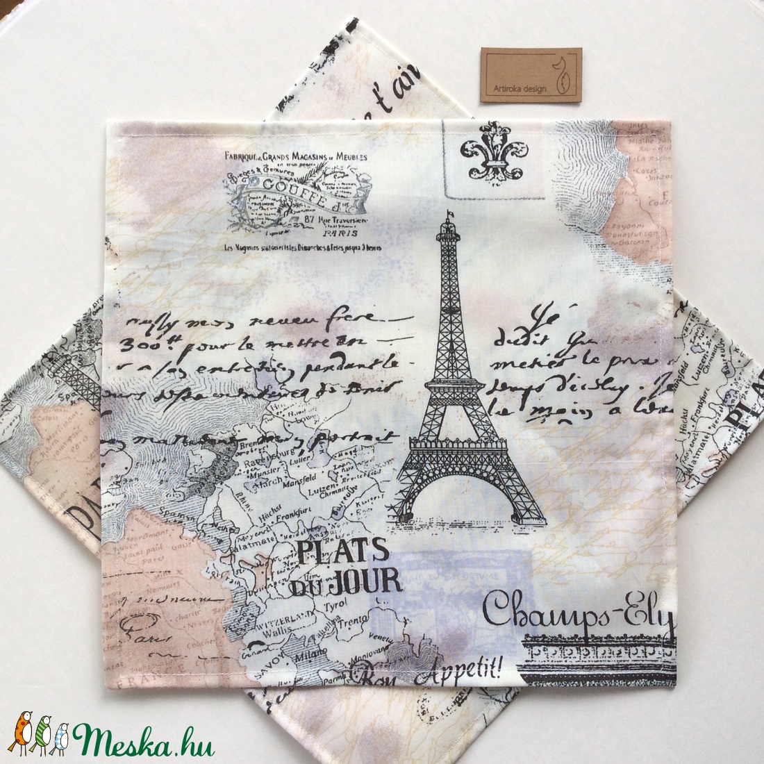 Párizs hangulat - Eiffel torony mintás zsebkendő vagy szalvéta szett - NoWaste - - Meska.hu Párizs hangulat - Eiffel torony mintás zsebkendő vagy szalvéta szett - NoWaste - - Meska.hu